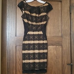 Black lace/nude mini dress